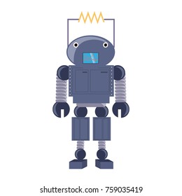 cartoon robot icon over white background colorful design vector illustration