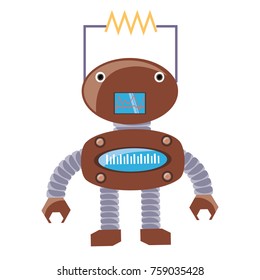 cartoon robot icon over white background colorful design vector illustration