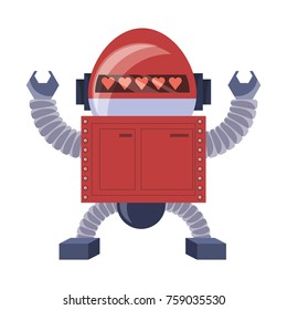 cartoon robot icon over white background colorful design vector illustration
