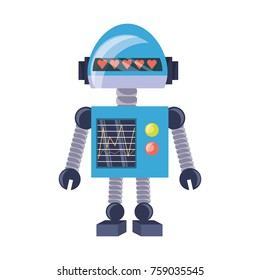 cartoon robot icon over white background colorful design vector illustration