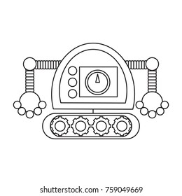 cartoon robot icon over white background black and white design vector illustration