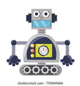 cartoon robot icon over white background colorful design vector illustration