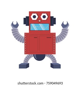 cartoon robot icon over white background colorful design vector illustration