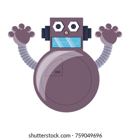 cartoon robot icon over white background colorful design vector illustration