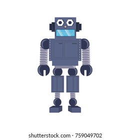 cartoon robot icon over white background colorful design vector illustration