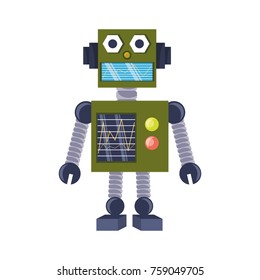 cartoon robot icon over white background colorful design vector illustration