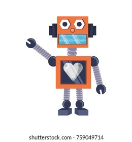 cartoon robot icon over white background colorful design vector illustration