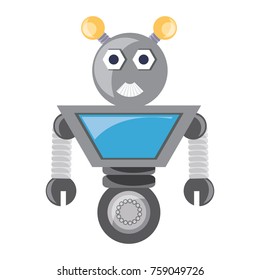 cartoon robot icon over white background colorful design vector illustration