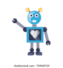 cartoon robot icon over white background colorful design vector illustration