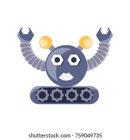 cartoon robot icon over white background colorful design vector illustration