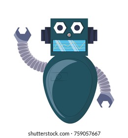 cartoon robot icon over white background colorful design vector illustration