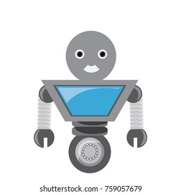 cartoon robot icon over white background colorful design vector illustration