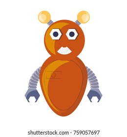 cartoon robot icon over white background colorful design vector illustration