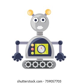 cartoon robot icon over white background colorful design vector illustration