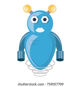 cartoon robot icon over white background colorful design vector illustration