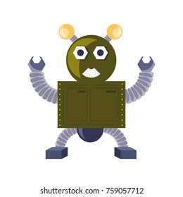 cartoon robot icon over white background colorful design vector illustration