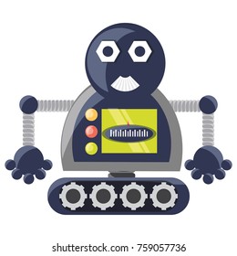cartoon robot icon over white background colorful design vector illustration