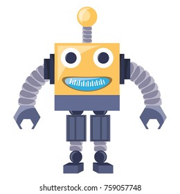 cartoon robot icon over white background colorful design vector illustration