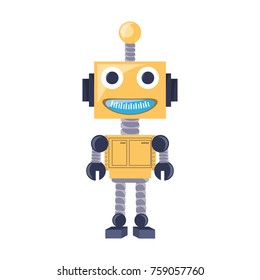 cartoon robot icon over white background colorful design vector illustration