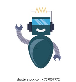 cartoon robot icon over white background colorful design vector illustration