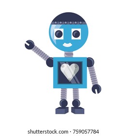 cartoon robot icon over white background colorful design vector illustration