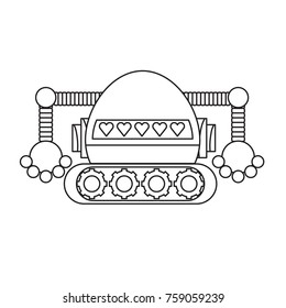 cartoon robot icon over white background black and white design vector illustration