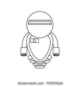 cartoon robot icon over white background black and white design vector illustration