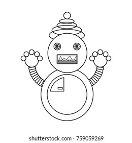 cartoon robot icon over white background black and white design vector illustration