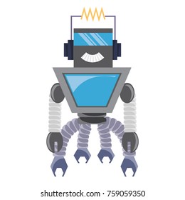 cartoon robot icon over white background colorful design vector illustration