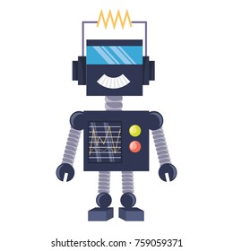 cartoon robot icon over white background colorful design vector illustration