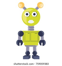 cartoon robot icon over white background colorful design vector illustration