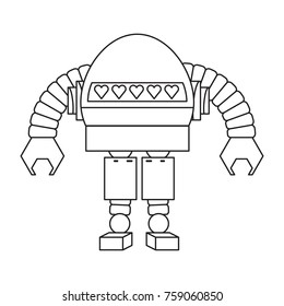 cartoon robot icon over white background black and white design vector illustration