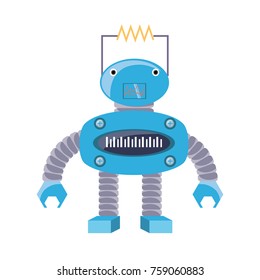 cartoon robot icon over white background colorful design vector illustration