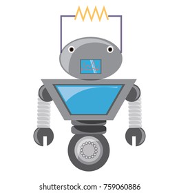 cartoon robot icon over white background colorful design vector illustration