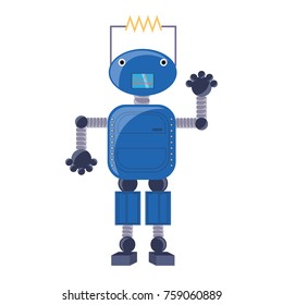 cartoon robot icon over white background colorful design vector illustration