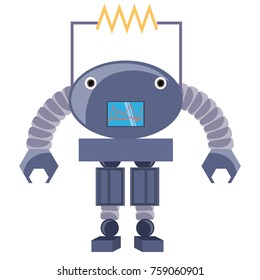 cartoon robot icon over white background colorful design vector illustration