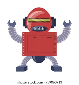 cartoon robot icon over white background colorful design vector illustration