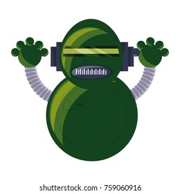 cartoon robot icon over white background colorful design vector illustration