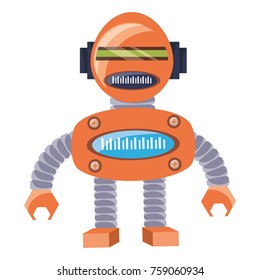 cartoon robot icon over white background colorful design vector illustration