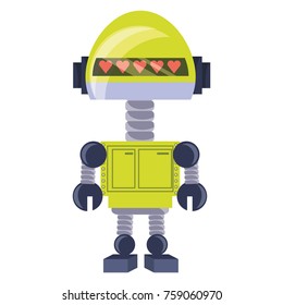 cartoon robot icon over white background colorful design vector illustration