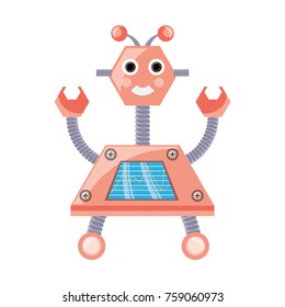cartoon robot icon over white background colorful design vector illustration