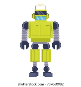 cartoon robot icon over white background colorful design vector illustration