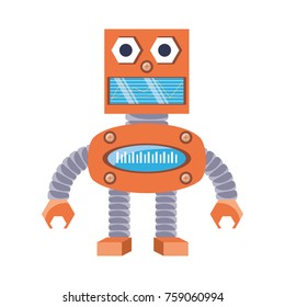 cartoon robot icon over white background colorful design vector illustration