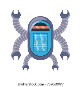 cartoon robot icon over white background colorful design vector illustration