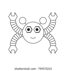 cartoon robot icon over white background black and white design vector illustration