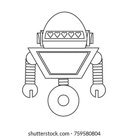 cartoon robot icon over white background black and white design vector illustration