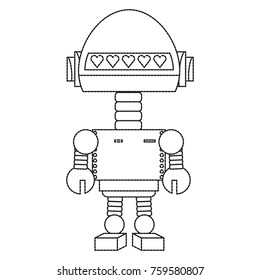 cartoon robot icon over white background black and white design vector illustration