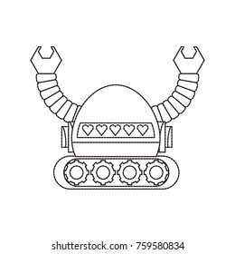 cartoon robot icon over white background black and white design vector illustration