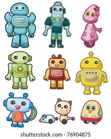 cartoon robot icon set