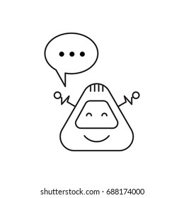 A cartoon robot in a linear style isolated on white background with speech bubble for text